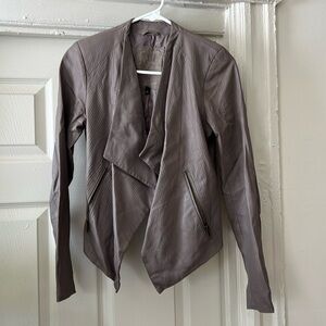 My Tribe leather, asymmetrical jacket. Grey, size small.